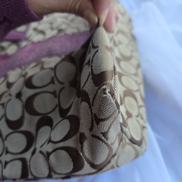 Coach Tan and Red Signature Tote Bag - Picture 14 of 16